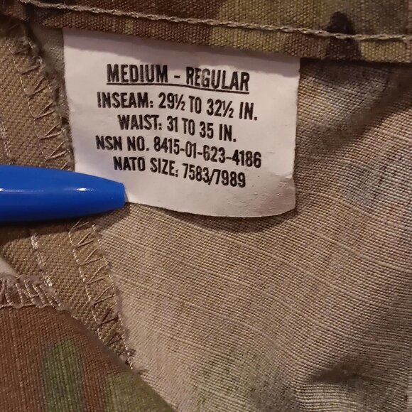 Army Combat Uniform Button Fly Mens Medium Regular Camo Cargo 31 -35 Waist Pants - Picture 7 of 8